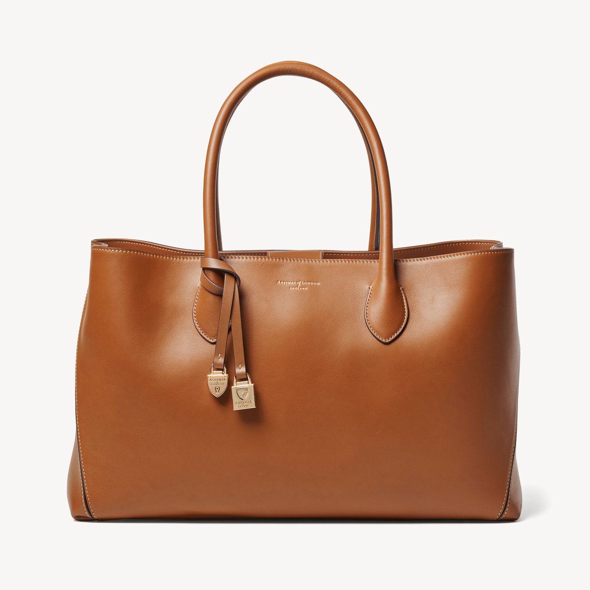 Aspinal of London London Tote in smooth tan leather