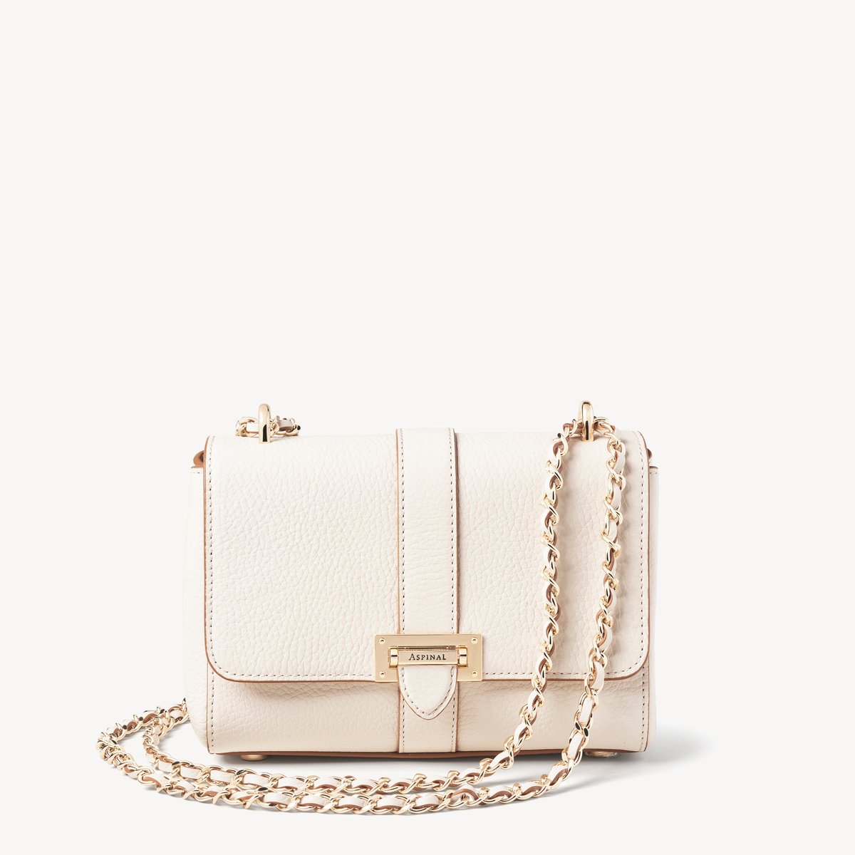 Aspinal of London Lottie bag in ivory pebble leather